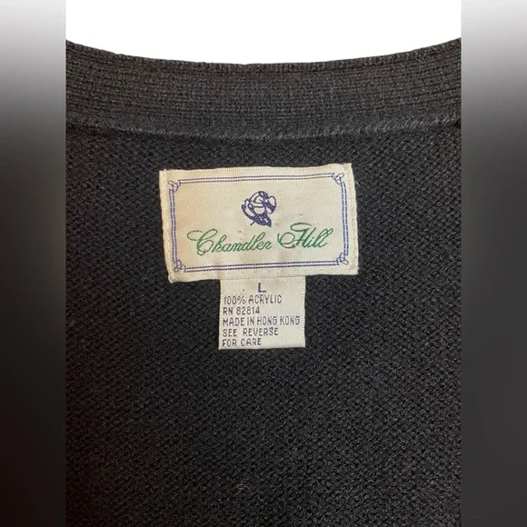 Vintage Chandler Hill Button Up Sweater Vest Argyle Women’s Size L Black Red Tan - Picture 6 of 7